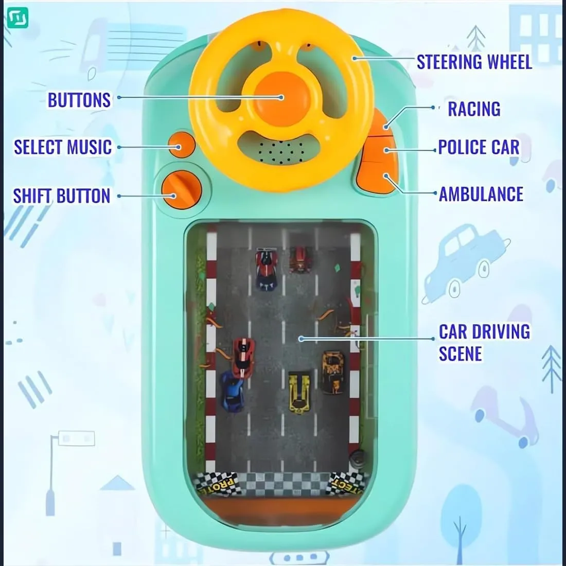 Steerjoy Driving Simulator, Car/Space Steer Joy Driving, Steer Joy Driving Simulator, Steer Joy Driving Simulator for Kids with Music and Lights (Car, 11 Difficult Levels)