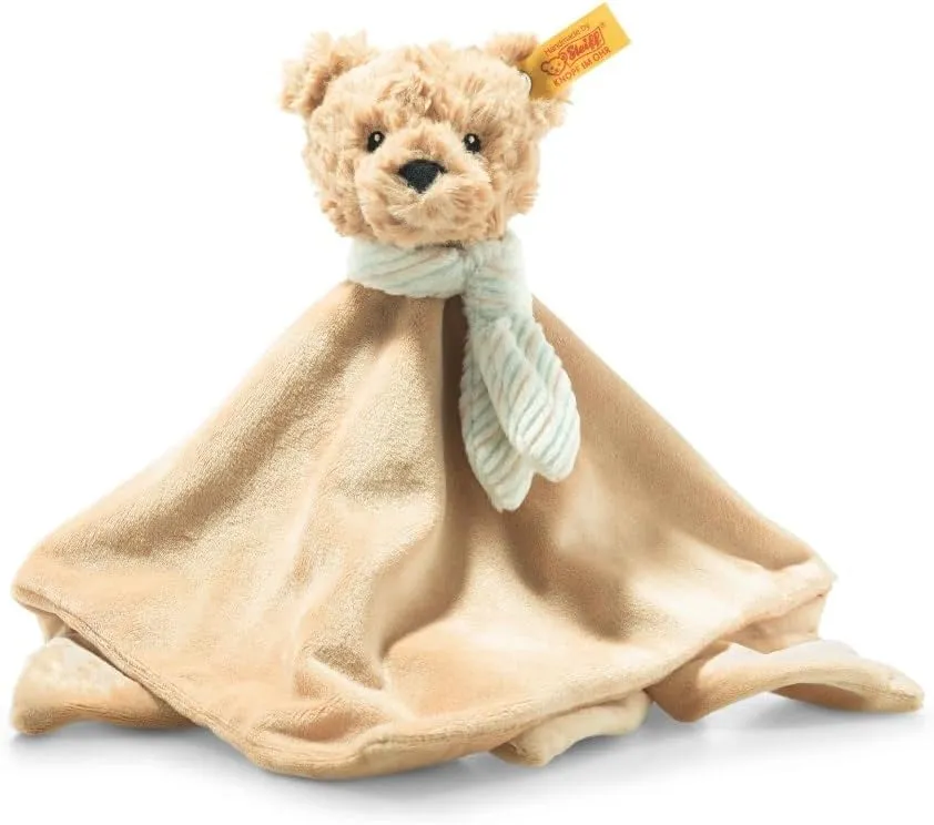 Steiff Jimmy Teddy Bear Security Blanket for Babies, Stuffed Animal Character Blanket, Cuddle Toy for Newborns, Infants, Toddlers (Beige, 10")