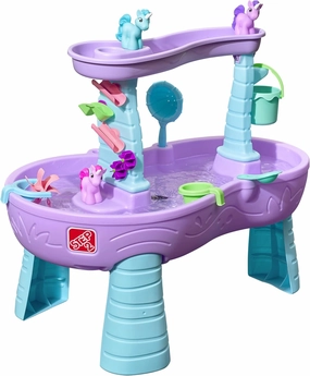 Step2 Rain Showers and Unicorns Water Table, Kids Water and Sand Activity Sensory Playset, Summer Outdoor Toys, 13 Piece Water Toy Accessories, for Toddlers 1.5  Years Old, Blue & Purple