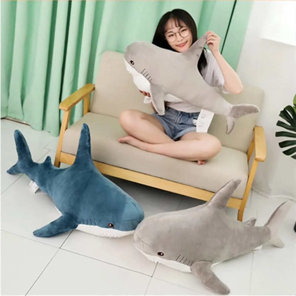 Stuffed Animal Shark Plush,Giant Shark Plush Pillow Soft Toy,Plush Large Shark Toys for Home Decoration Kids Gift (Grey, 39.3 inches)