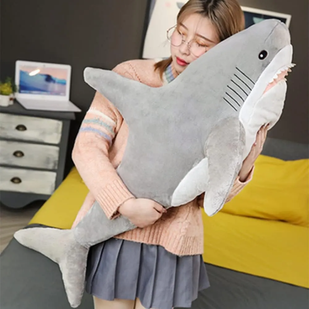 Stuffed Animal Shark Plush,Giant Shark Plush Pillow Soft Toy,Plush Large Shark Toys for Home Decoration Kids Gift (Grey, 39.3 inches)