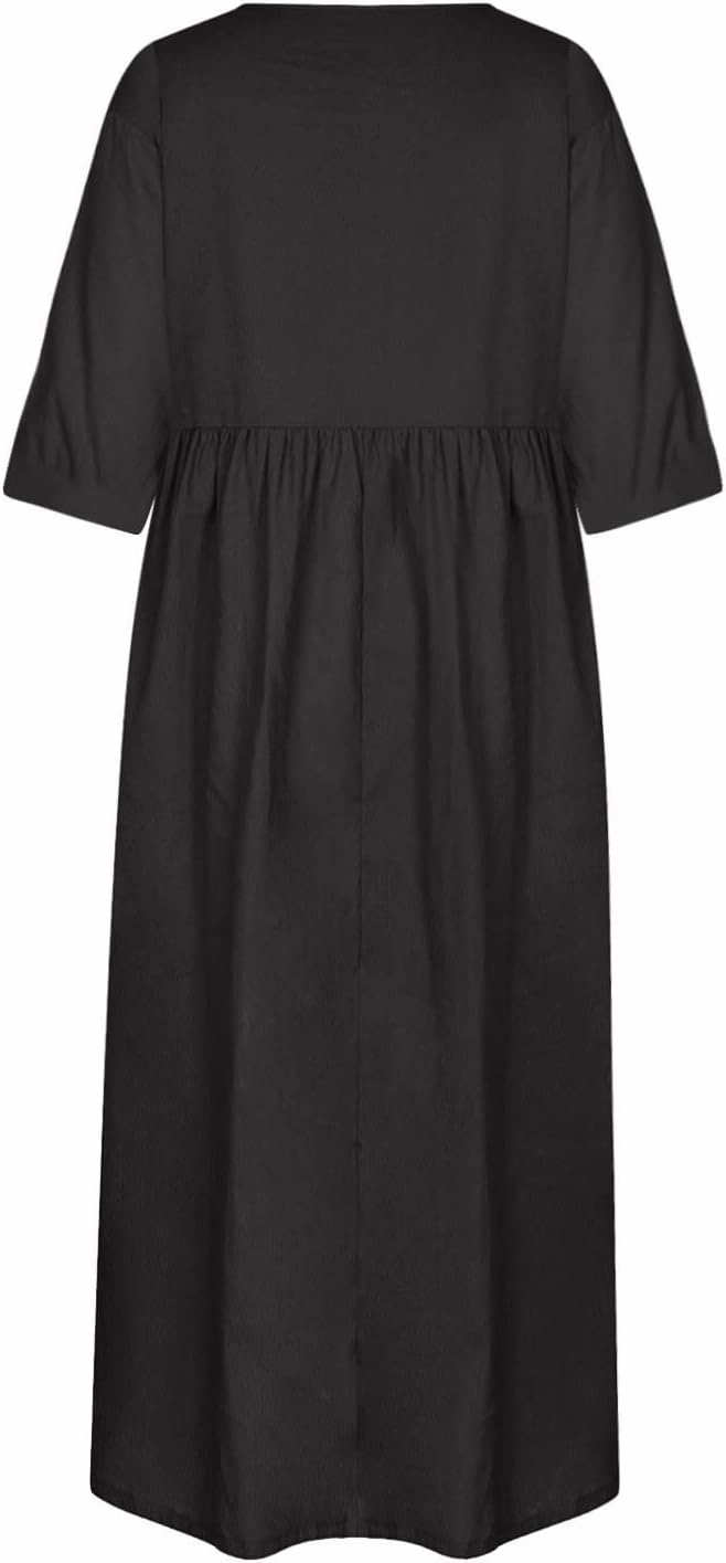 Summer Dresses for Women 2025 Trendy Casual Long Sundresses with Pockets Sundress Loose A Line Dress Beach Vacation