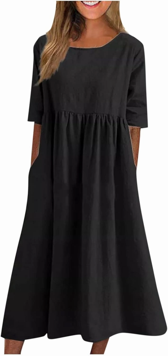 Summer Dresses for Women 2025 Trendy Casual Long Sundresses with Pockets Sundress Loose A Line Dress Beach Vacation