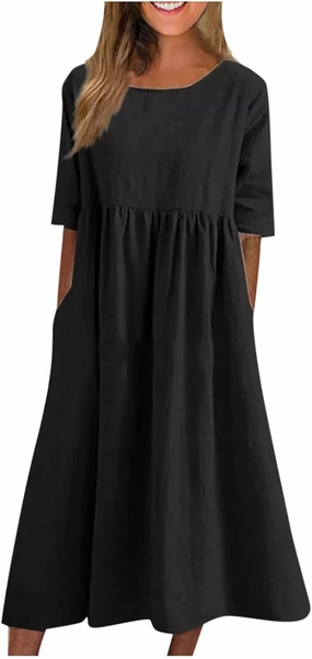 Summer Dresses for Women 2025 Trendy Casual Long Sundresses with Pockets Sundress Loose A Line Dress Beach Vacation