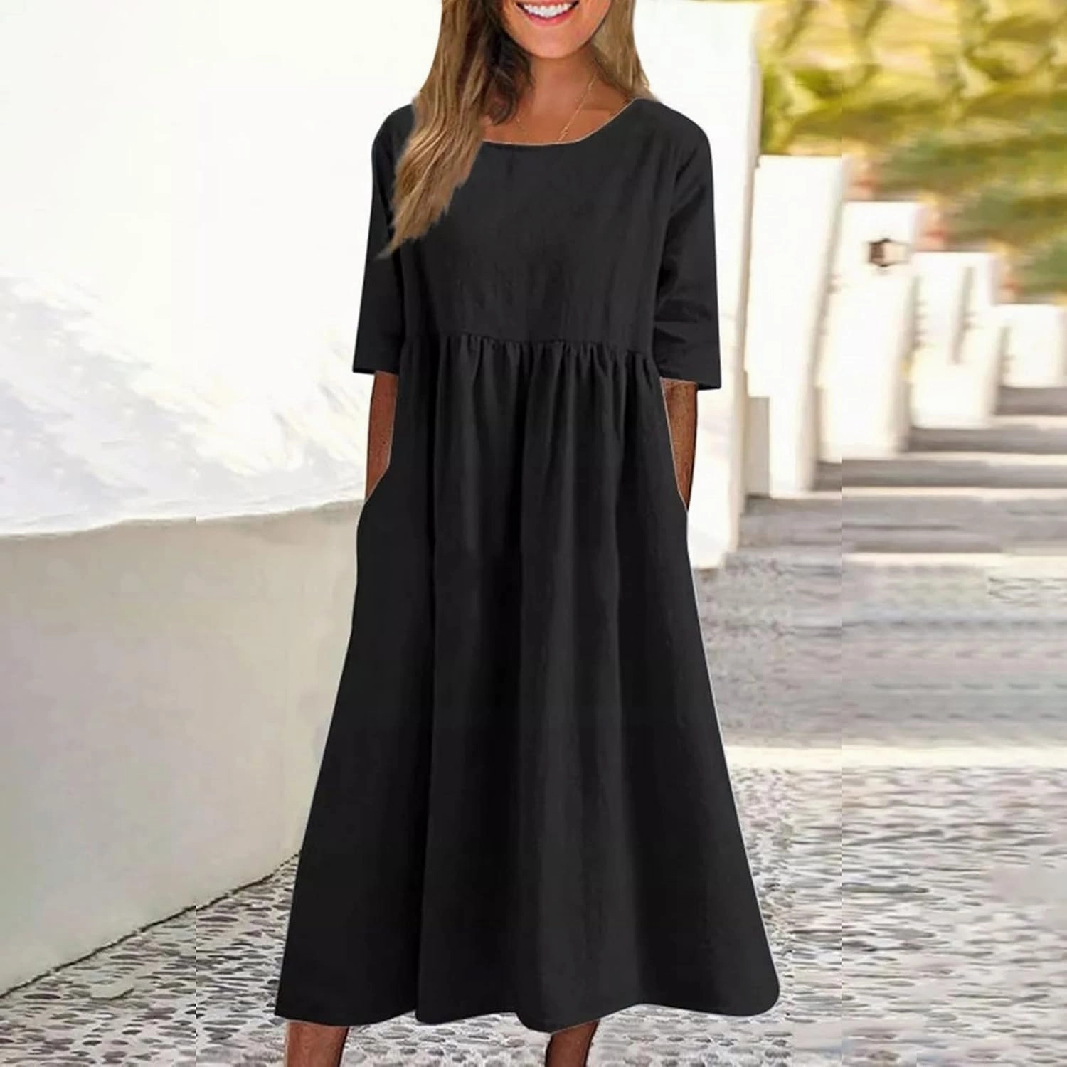 Summer Dresses for Women 2025 Trendy Casual Long Sundresses with Pockets Sundress Loose A Line Dress Beach Vacation