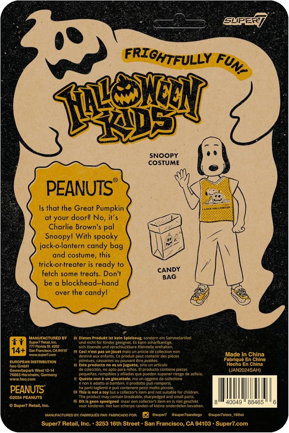 Super7 Halloween Kids Peanuts Snoopy Girl - 3.75" Peanuts Action Figure with Accessory Classic Cartoon Collectibles and Retro Toys