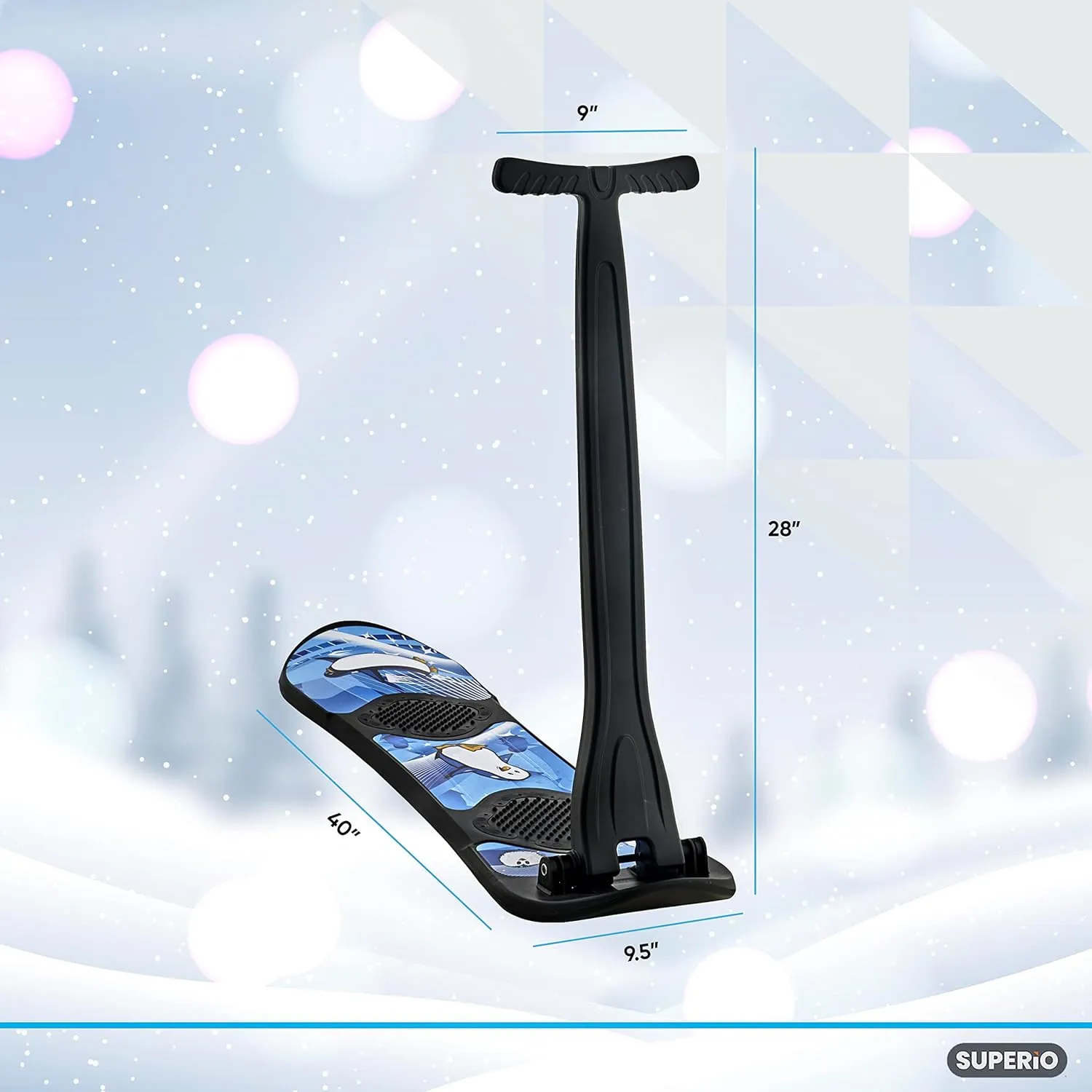 Superio Kids Snow Scooter Sled, Sliding Ski Snowboard with Grip Handle.