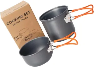SUPVOX 1set Folding Camping Pot Lightweight Aluminium Alloy Cookware Protective Handle for Outdoor Cooking Hiking Backpacking and Picnics Non-Stick Design