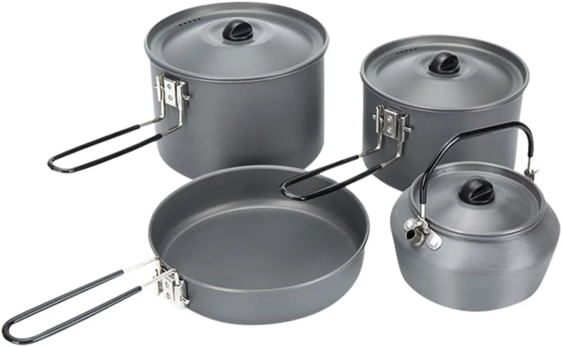 SUPVOX 1set Portable Camping Cookware People Food-Grade Outdoor Compact and Lightweight Design for Hiking Picnics and Outdoor Activities Essential Cooking Accessories