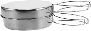 SUPVOX Portable Stainless Steel Camp Cookware with Folding Handle Lightweight Outdoor Cooking Pot for Hiking Backpacking and Picnics with Lid