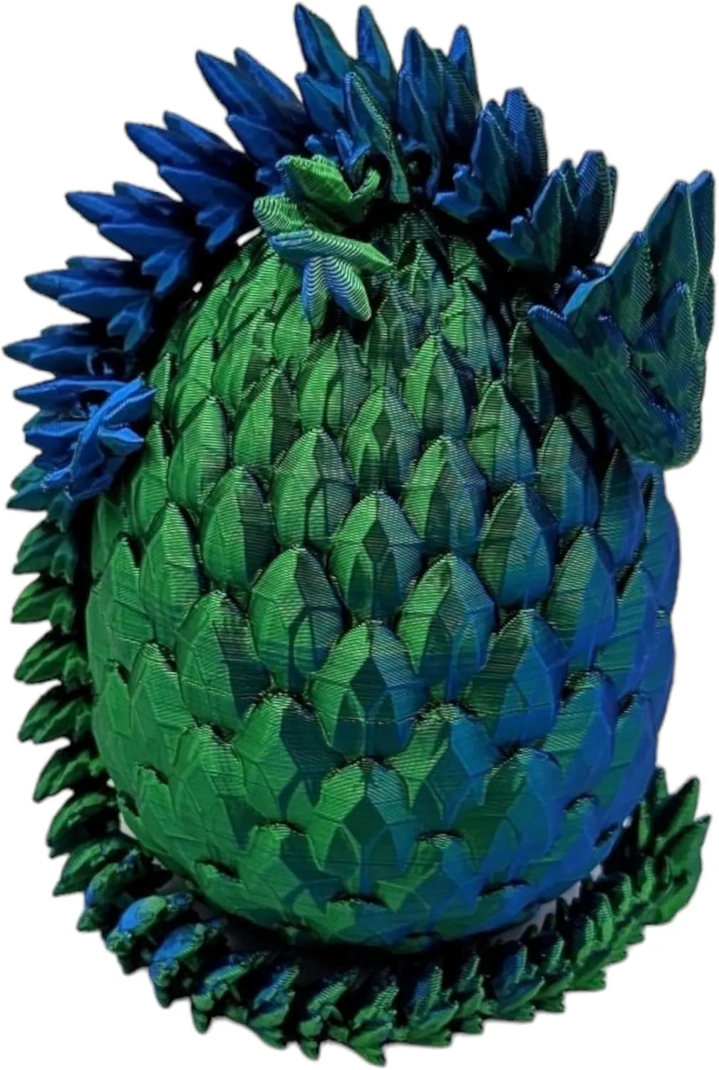 Surprise Dragon Egg Articulating Gemstone Dragon Fidget Figurine - 3D Printed Dragons Flexible ADHD, Autism, Relief Anxiety - Articulated Joints (Blue Green Silk)