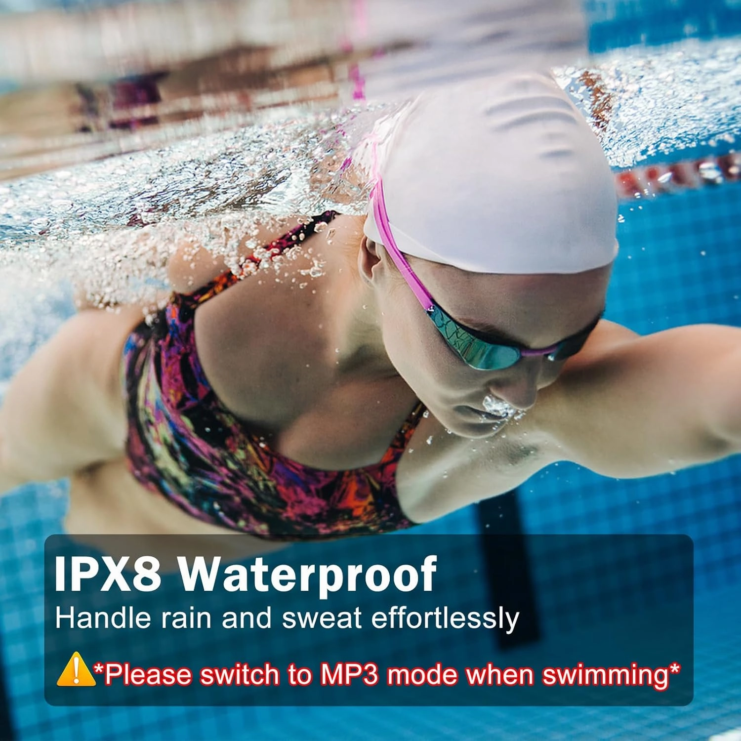 Swimming Headphones-Bone Conduction Headphones, IP68 Waterproof Open Earphones, Bluetooth 5.4 Underwater Sport Earbuds with 32 GB MP3 Memory for Swimming, Running, Cycling, Gym-Orange