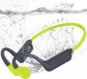Swimming Headphones-Bone Conduction Headphones, IP68 Waterproof Open Earphones, Bluetooth 5.4 Underwater Sport Earbuds with 32 GB MP3 Memory for Swimming, Running, Cycling, Gym-Yellow