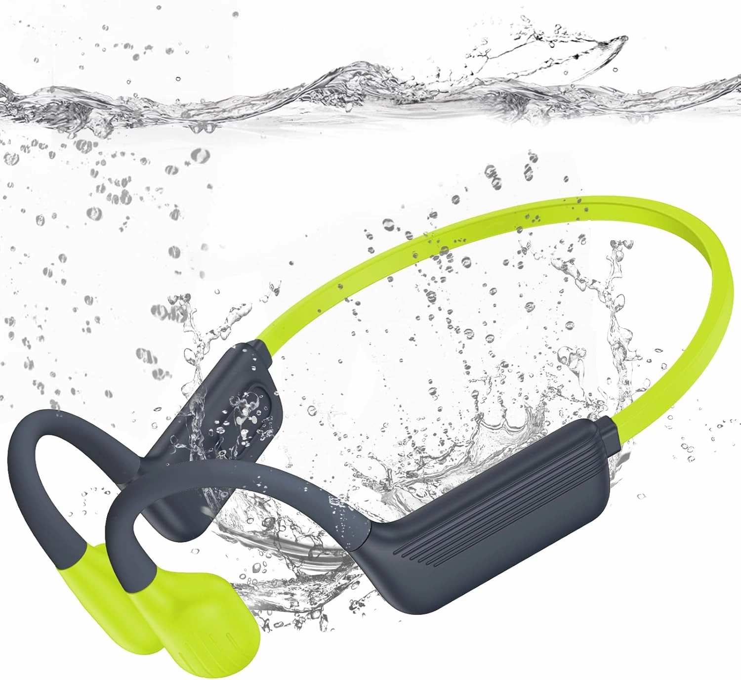 Swimming Headphones-Bone Conduction Headphones, IP68 Waterproof Open Earphones, Bluetooth 5.4 Underwater Sport Earbuds with 32 GB MP3 Memory for Swimming, Running, Cycling, Gym-Yellow