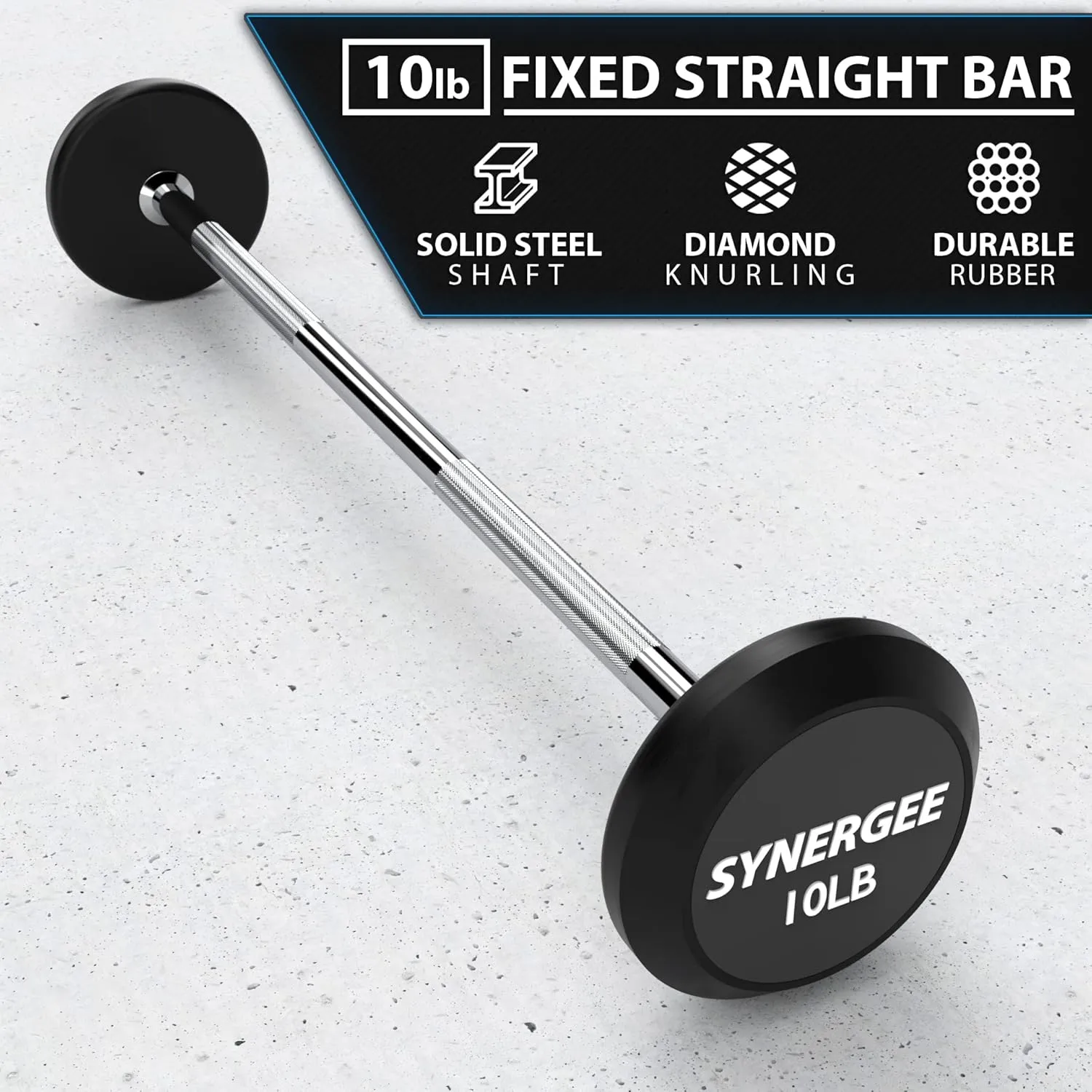 Synergee Fixed Barbell Pre Weighted Straight Steel Bar with Rubber Weights - Fixed Weight