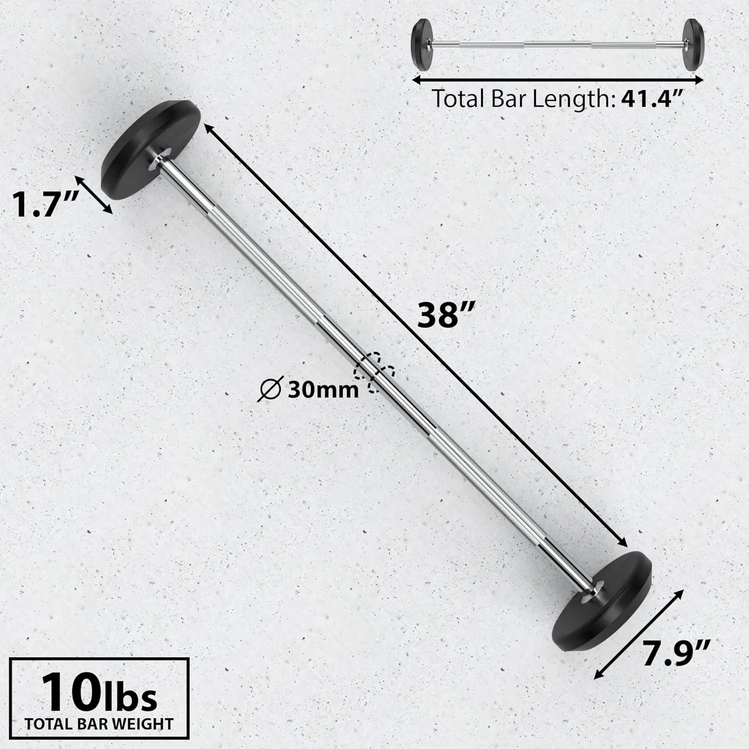 Synergee Fixed Barbell Pre Weighted Straight Steel Bar with Rubber Weights - Fixed Weight