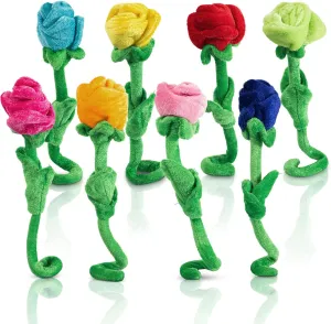 T play Rose Flower Plush Kids : Bendable Stem Stuffed Toy - Soft Felt Bendy Bouquet Set