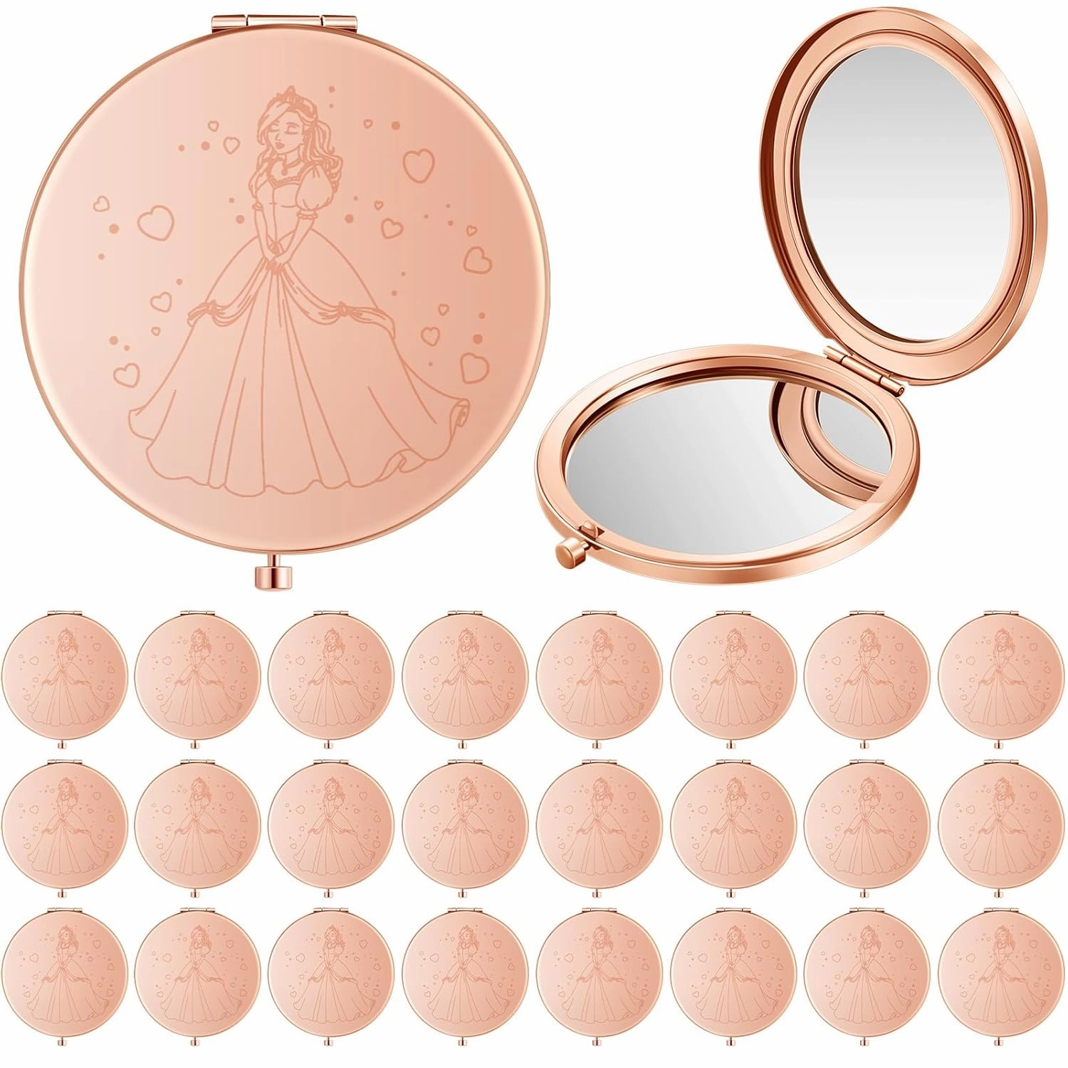 Taiyin 50 Pcs Quinceanera Party Favors for Guests Baptism Compact Mirror Favor Quinceanera Round Hand Makeup Mirror Gifts for 15 Year Old Girl Sweet 15 Birthday Gift for Guest, Rose Gold