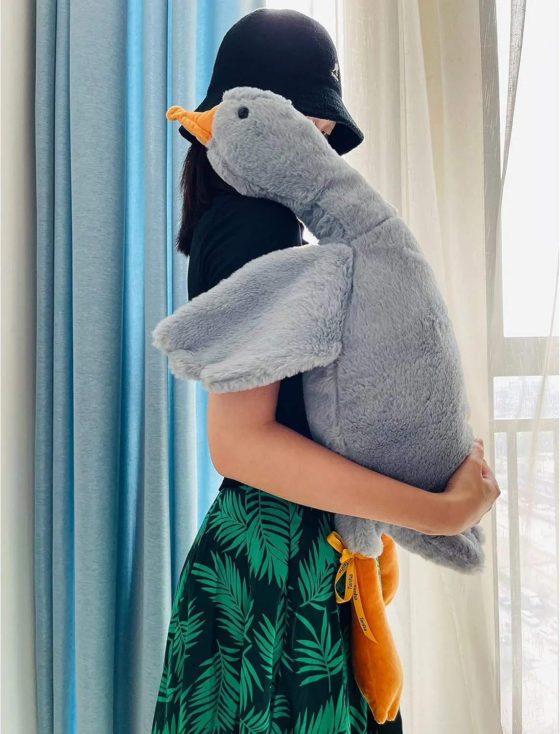 Tanha Goose Plush, Goose Stuffed Animal, Grey Stuffed Goose, Soft and Cute Duck Plush Gift for Kids and Adults（35 inch, 90cm）