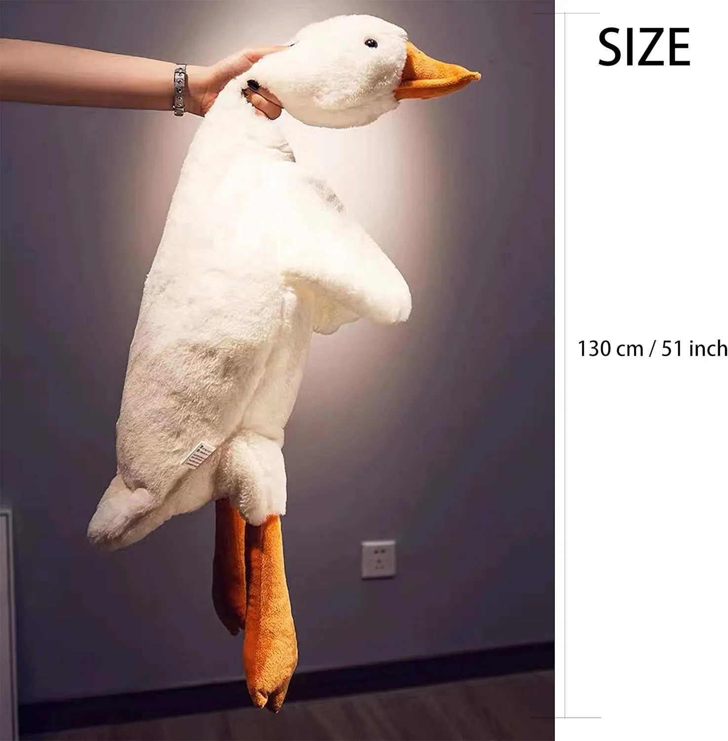 Tanha Goose Plush, Soft Goose Stuffed Animal, Cute Large Stuffed Goose, White Duck Plush Gift for Girlfriend, Kids or Best Friend（51inch, 130cm）