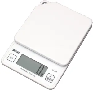 Tanita KD-187 WH Cooking Scale, 0.3 oz (1 g) Units of Up to 2.2 lbs (1 kg), Includes Hook Holes for Convenient Storage, White, Kitchen Scale, Cooking, Digital