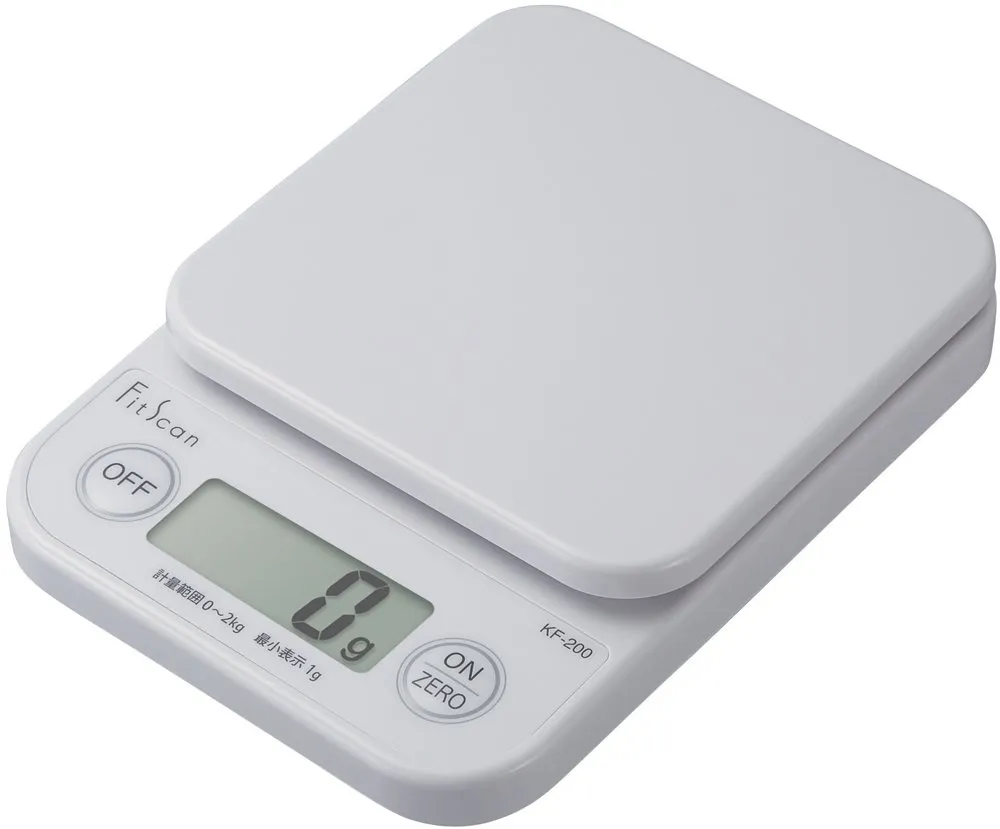 Tanita KF-200 WH Cooking Scale, Kitchen Scale, Digital Cooking, 4.4 lbs (2 kg), 0.4 oz (1 g) Unit, White