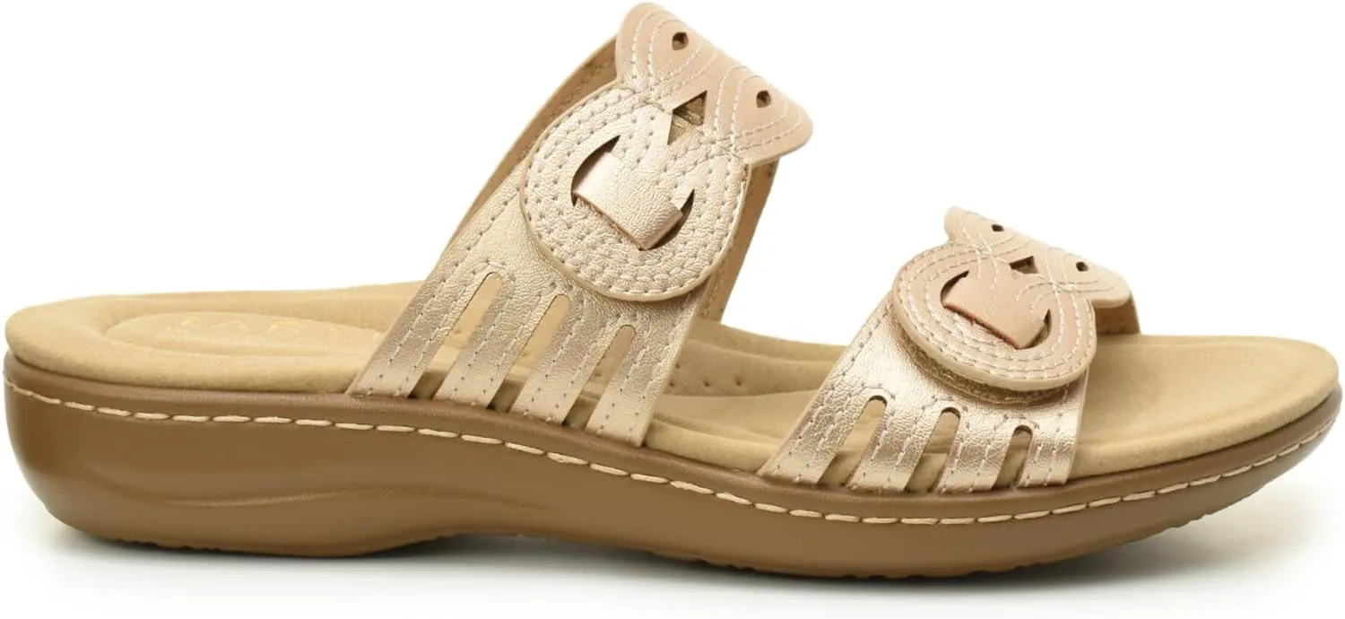 TARYN ROSE Women's Comfort Slide Sandal – Cushioned Footbed, Memory foam, and Adjustable Straps – Lightweight and Stylish for all day summer wear - TOKA