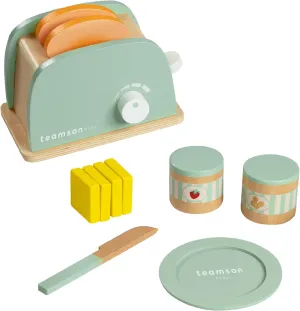 Teamson Kids Little Chef Frankfurt 11-pc. Wooden Play Kitchen Toaster Accessory Set with Pretend Food and Utensils
