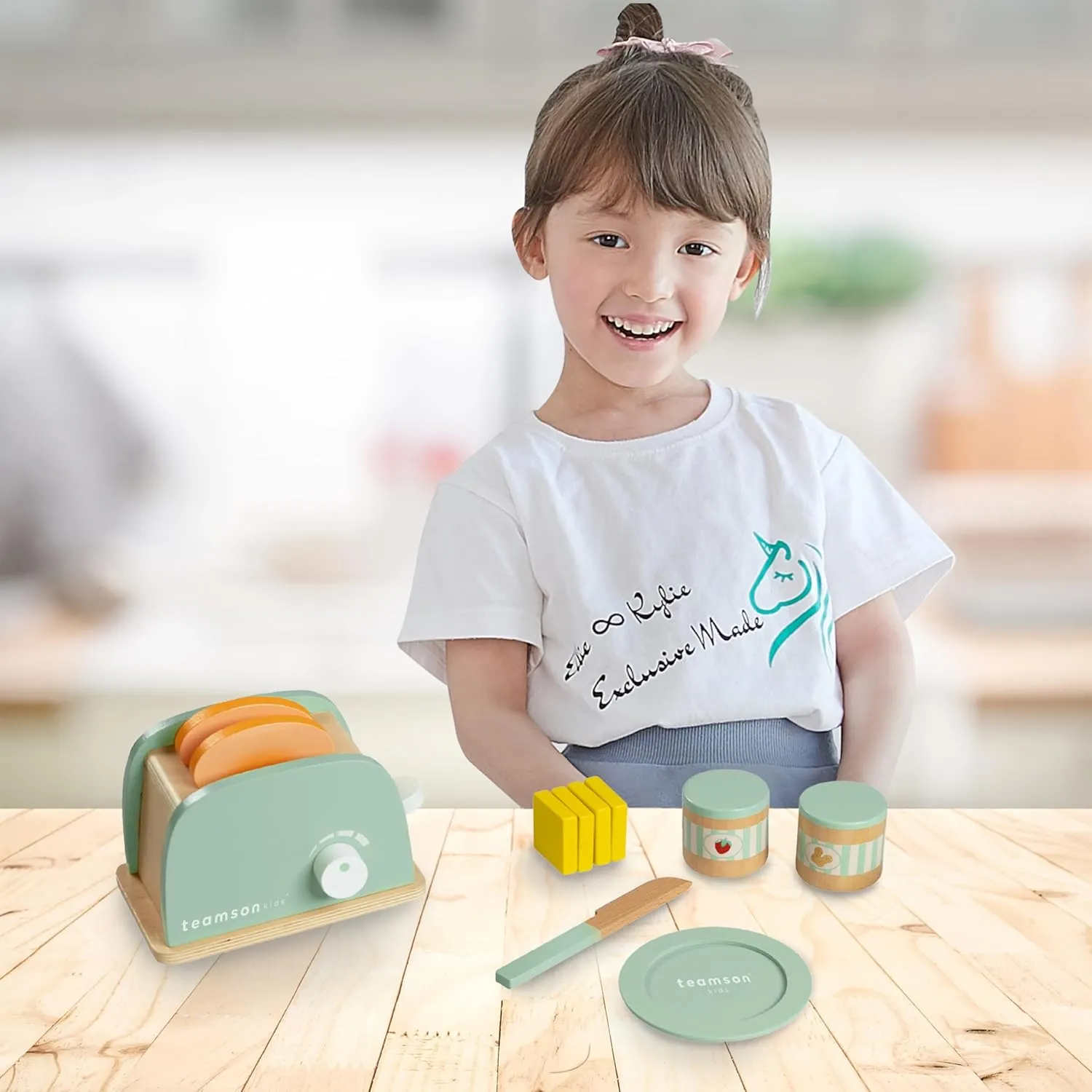 Teamson Kids Little Chef Frankfurt 11-pc. Wooden Play Kitchen Toaster Accessory Set with Pretend Food and Utensils