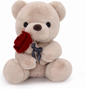Teddy Bear Stuffed Animals with Rose, 9Inch Valentines Day Teddy Bear, Valentines Day Gift for Girlfriend Boyfriend Kids, Kawaii Bear Plush, Anniversary,Birthdays Present
