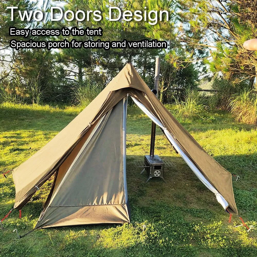 Teepee Tent for Adults, 1 Person Backpacking Hot Tent with Stove Jack, Lightweight Waterproof Camping Tipi for Hunting, Hiking