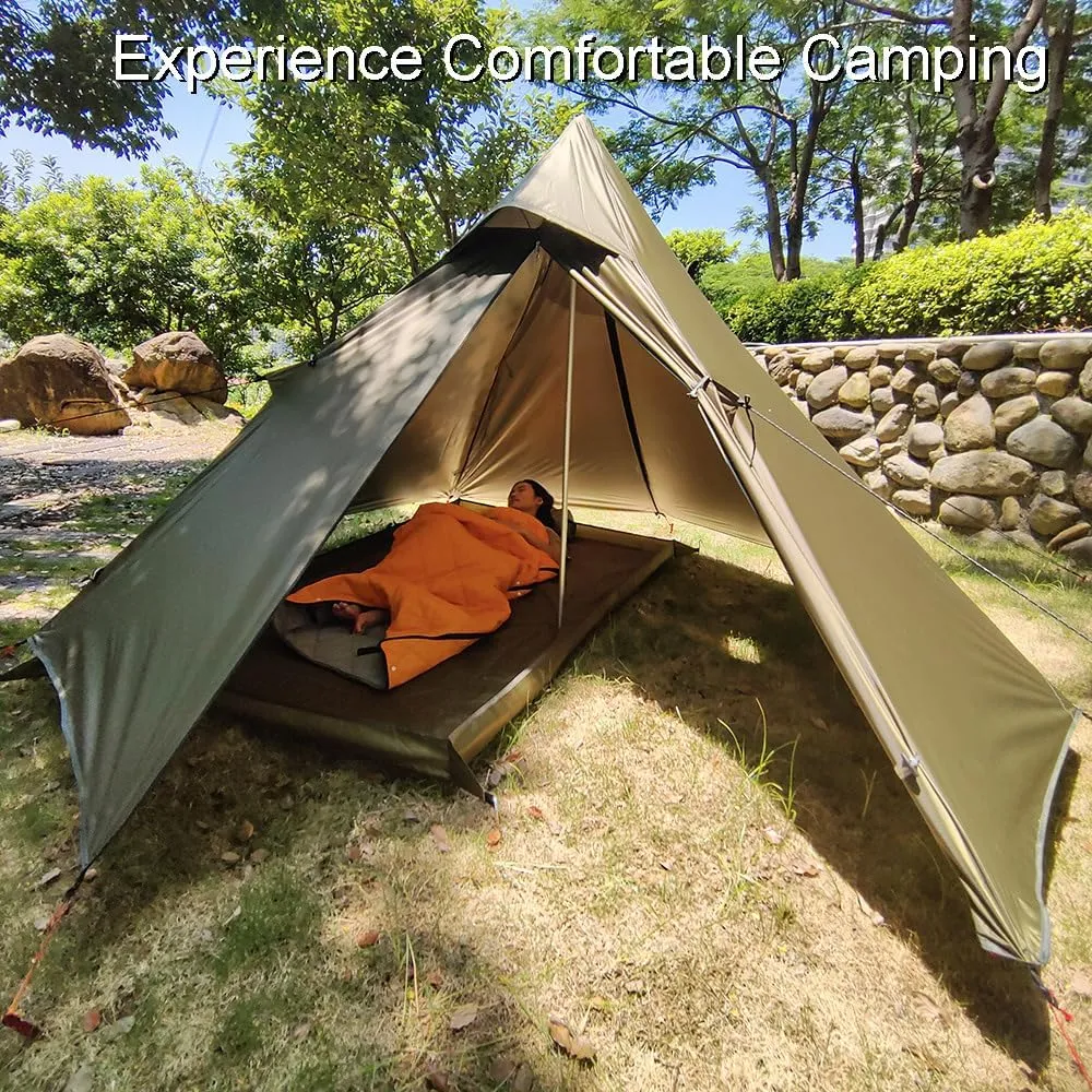 Teepee Tent for Adults, 1 Person Backpacking Hot Tent with Stove Jack, Lightweight Waterproof Camping Tipi for Hunting, Hiking