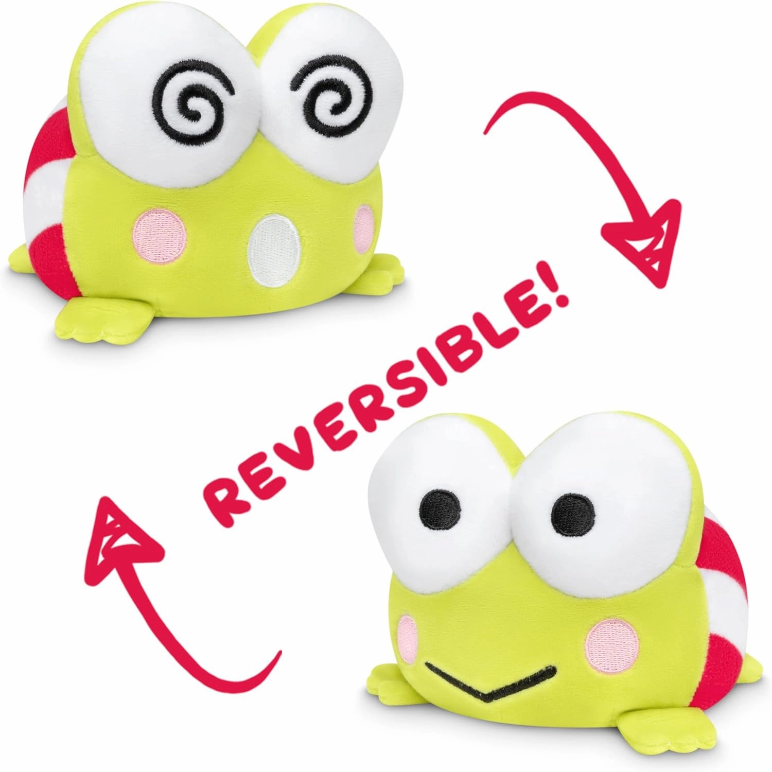 TeeTurtle - The Officially Licensed Original Sanrio Reversible Plushie - Keroppi - Cute Sensory Fidget Stuffed Animals That Show Your Mood