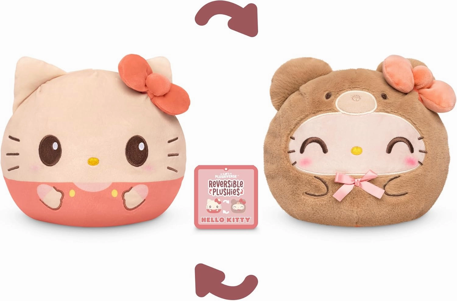 TeeTurtle Hello Kitty Teddy Bear Reversible 6" Plushie - Officially Licensed Sanrio - Cute Kawaii Soft Stuffed Animal
