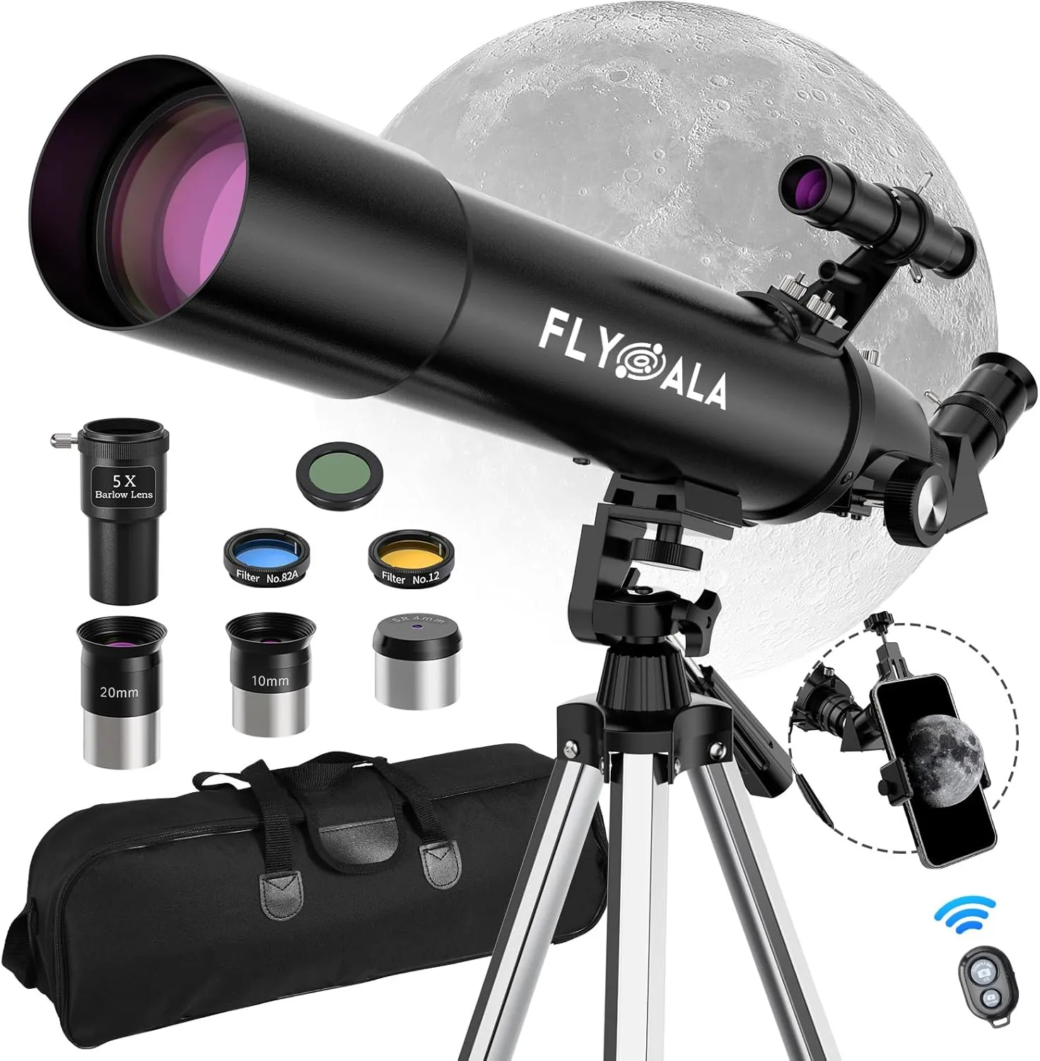 Telescope for Kids and Adults,80mm Aperture 600mm Focal Length Beginners Astronomical Telescope for Adults high Powered (30X-750X),Refractor Astronomy telescopes Kids 6-8 8-12 Over 5 Year Old