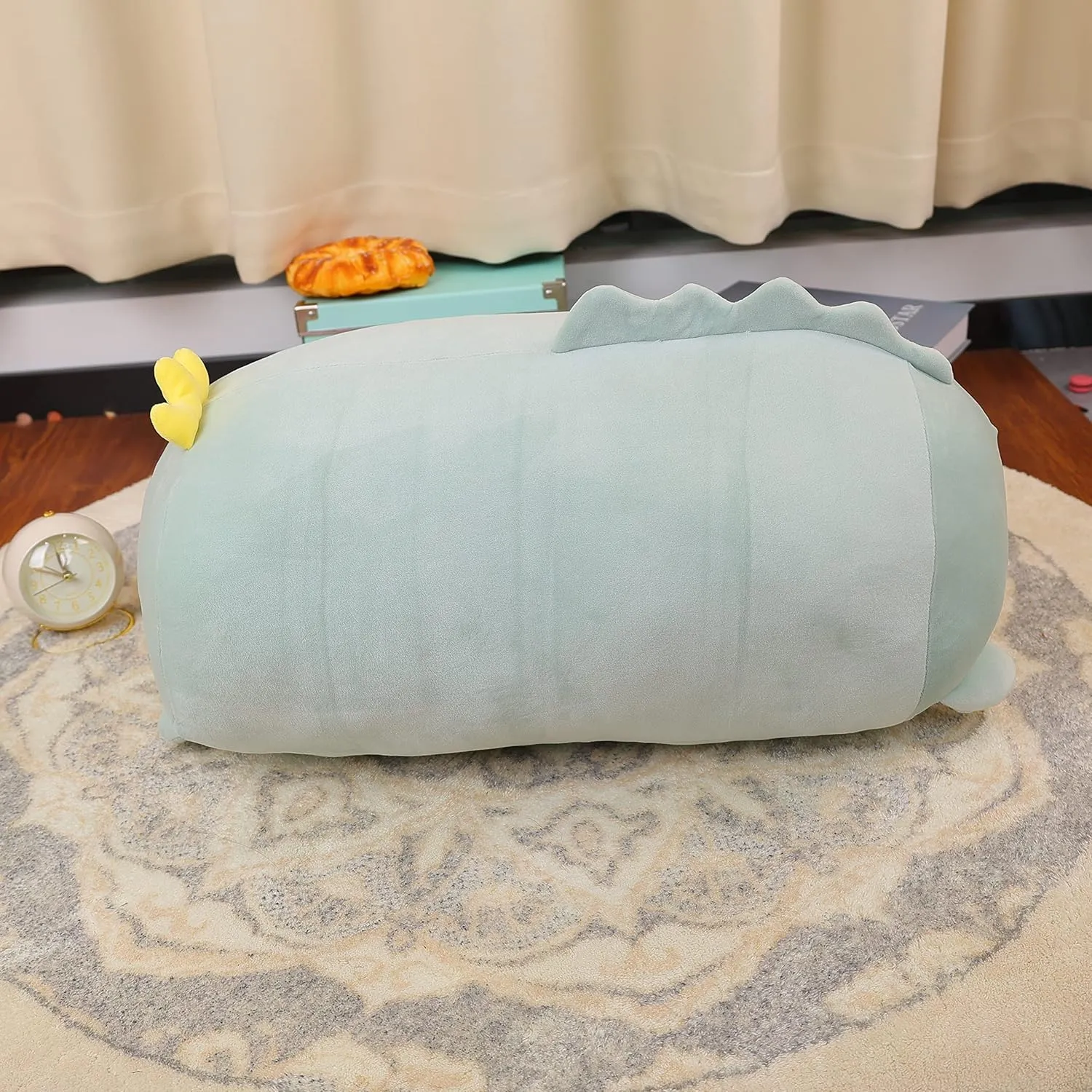 TemBe 23.6 inch Cute Large Dinosaur Plush Stuffed Animal Pillow, Very Soft Squish Mellow Hugging Toy Gifts for Bedding, Kids Sleeping Cute Pillow (Green Dinosaur)