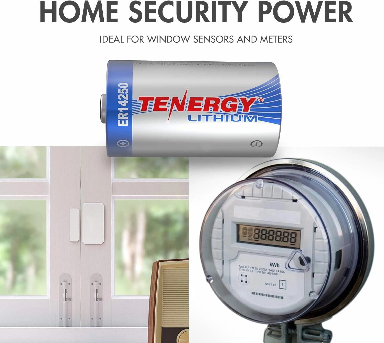 Tenergy High Capacity 3.6V 1/2 AA Lithium Battery, 1200mAh ER14250 Non-Rechargeable Batteries for Alarm Systems, Home Security Sensors, Smart Dog Collars, Utility Meters, UL Certified, 10 Pack