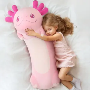 Tezituor Long Axolotl Plush Body Pillow, 39.5 Inches Giant Pink Axolotl Stuffed Animal Soft Hugging Pillow Big Salamander Toys for Girls Kids Birthday Gifts