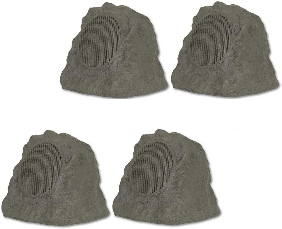 Theater Solutions B43GR Fully Wireless 240 Watt Rechargeable Battery Bluetooth Rock 4 Speaker Set Slate Grey Link Up to 99 Speakers Wirelessly