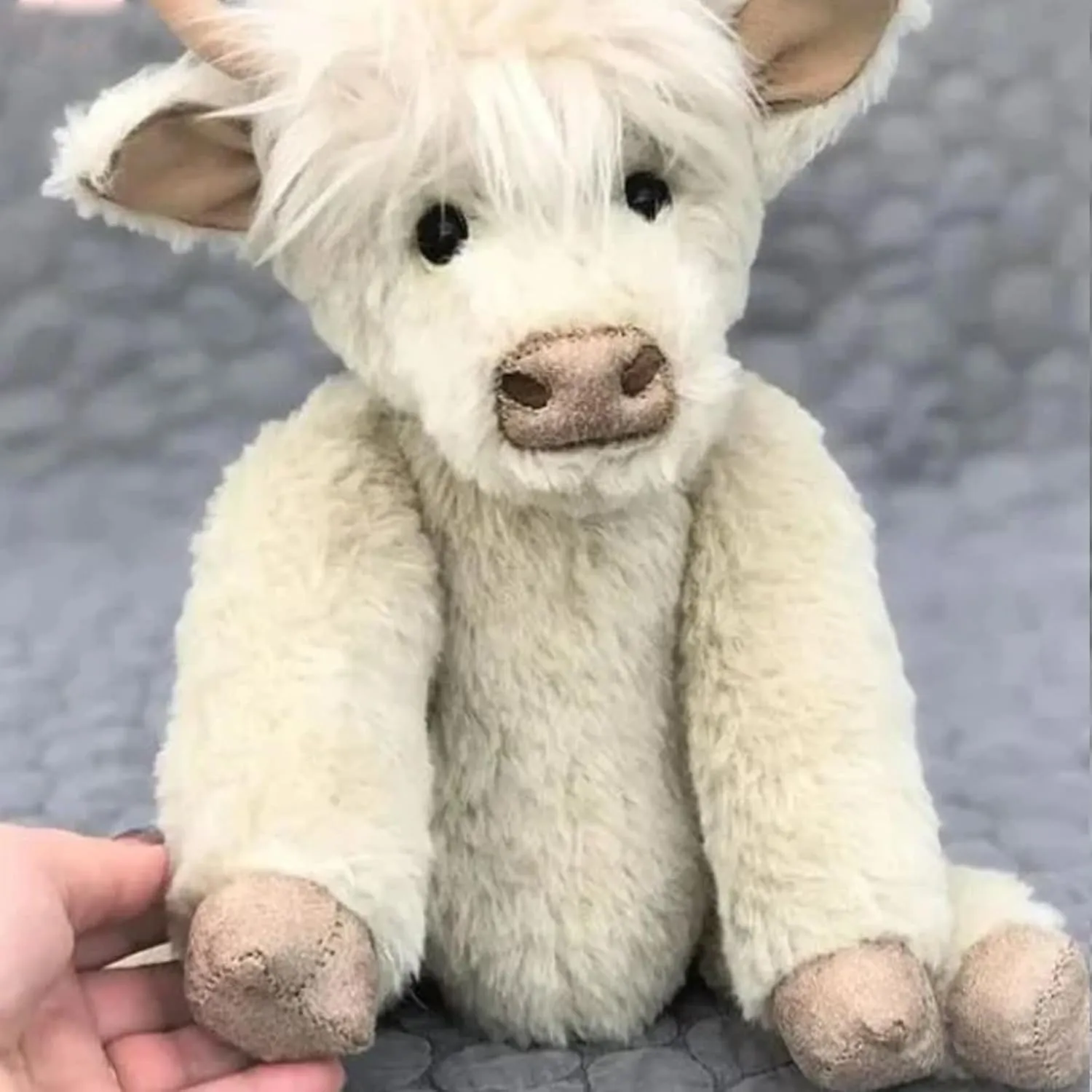 Theorbi Highland Cow Plush Toy, Realistic Scottish Cow Stuffed Animal for Kids (Brown)