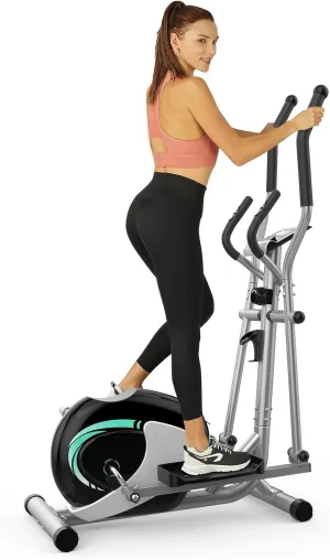 THERUN Elliptical Machine for Home, Magnetic Hyper-Quiet Compact Elliptical Exercise Machine w/ 8 Levels Adjustable Resistance, 6KG Flywheel, Pulse Sensor, LCD Monitor, Bottle Holder