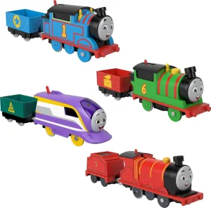Thomas & Friends Motorized Toy Trains Set of 4 Engines, Thomas Percy Kana & James for Preschool Pretend Play Kids Ages 3  Years