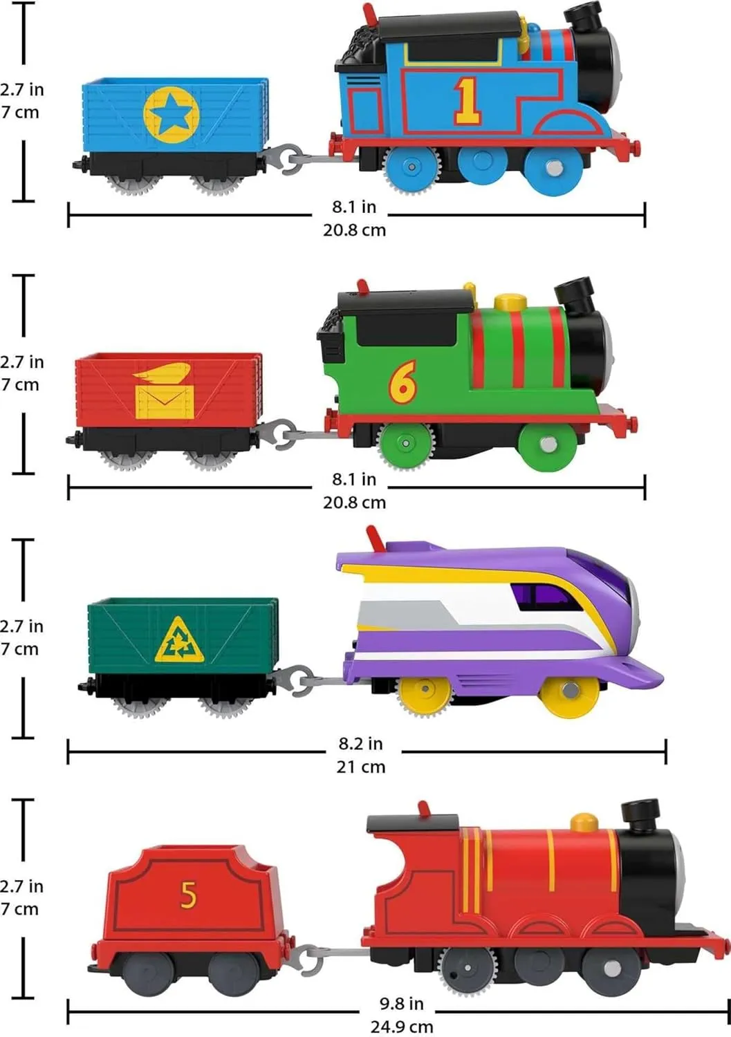 Thomas & Friends Motorized Toy Trains Set of 4 Engines, Thomas Percy Kana & James for Preschool Pretend Play Kids Ages 3  Years