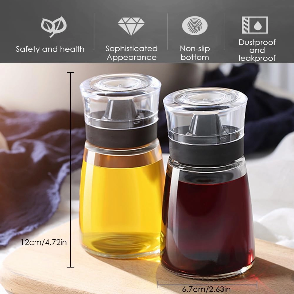 TINMIX Leak-proof Oil Dispenser Bottle for Outdoor Camping, 160 ml/5.4 oz Glass Olive Oil and Vinegar Cruet, Well Sealed for Picnic Kitchen, 4 Pack