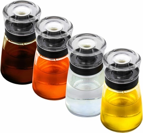 TINMIX Leak-proof Oil Dispenser Bottle for Outdoor Camping, 160 ml/5.4 oz Glass Olive Oil and Vinegar Cruet, Well Sealed for Picnic Kitchen, 4 Pack