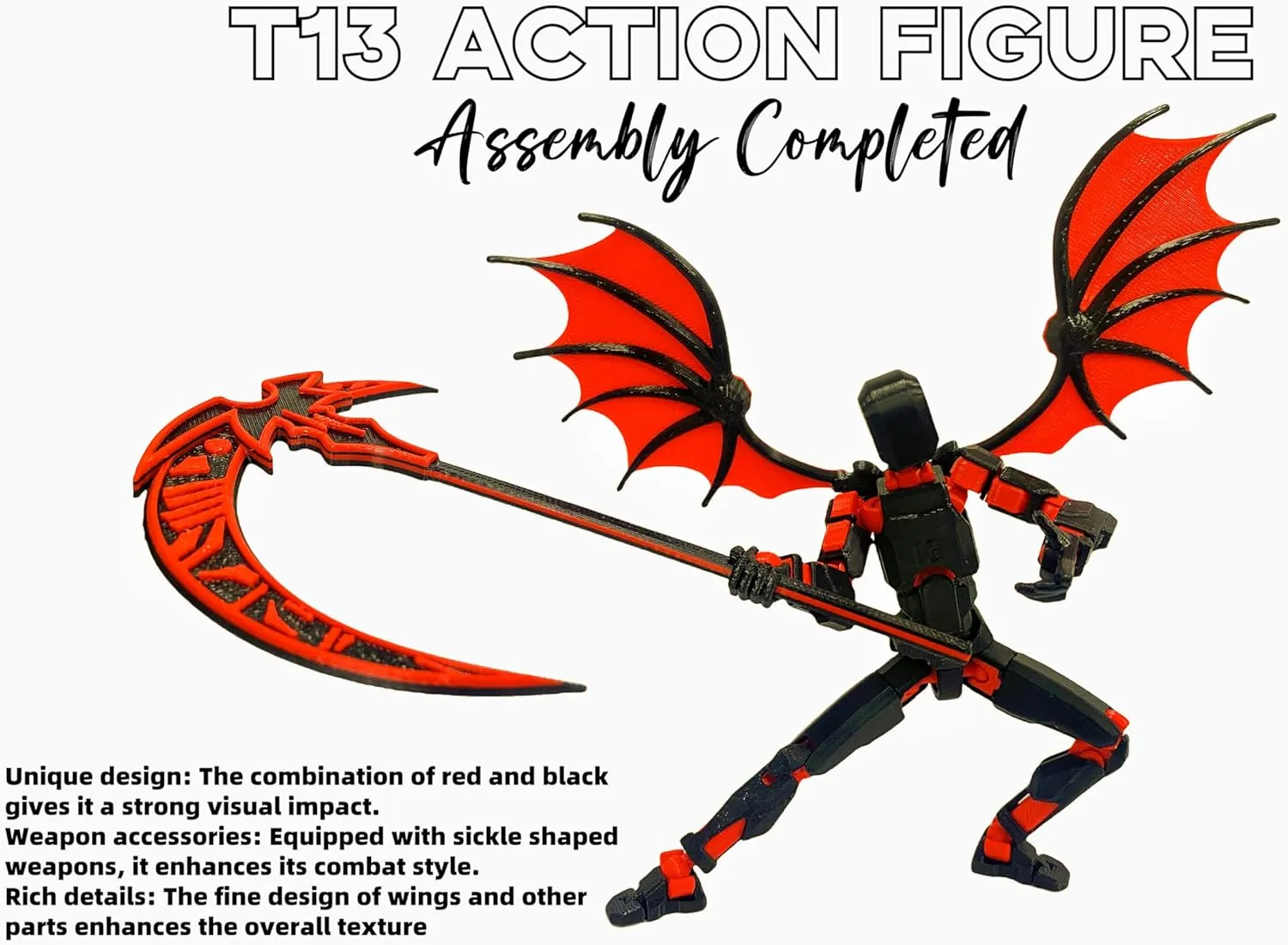 Titan 13 Action Figures,(2Pack) Assembly Completed Dummy 13 Action Figures, Lucky T13 Action Figure, T13 Action Figure 3D Printed Multi-Jointed Movable, Green and Red Sickle