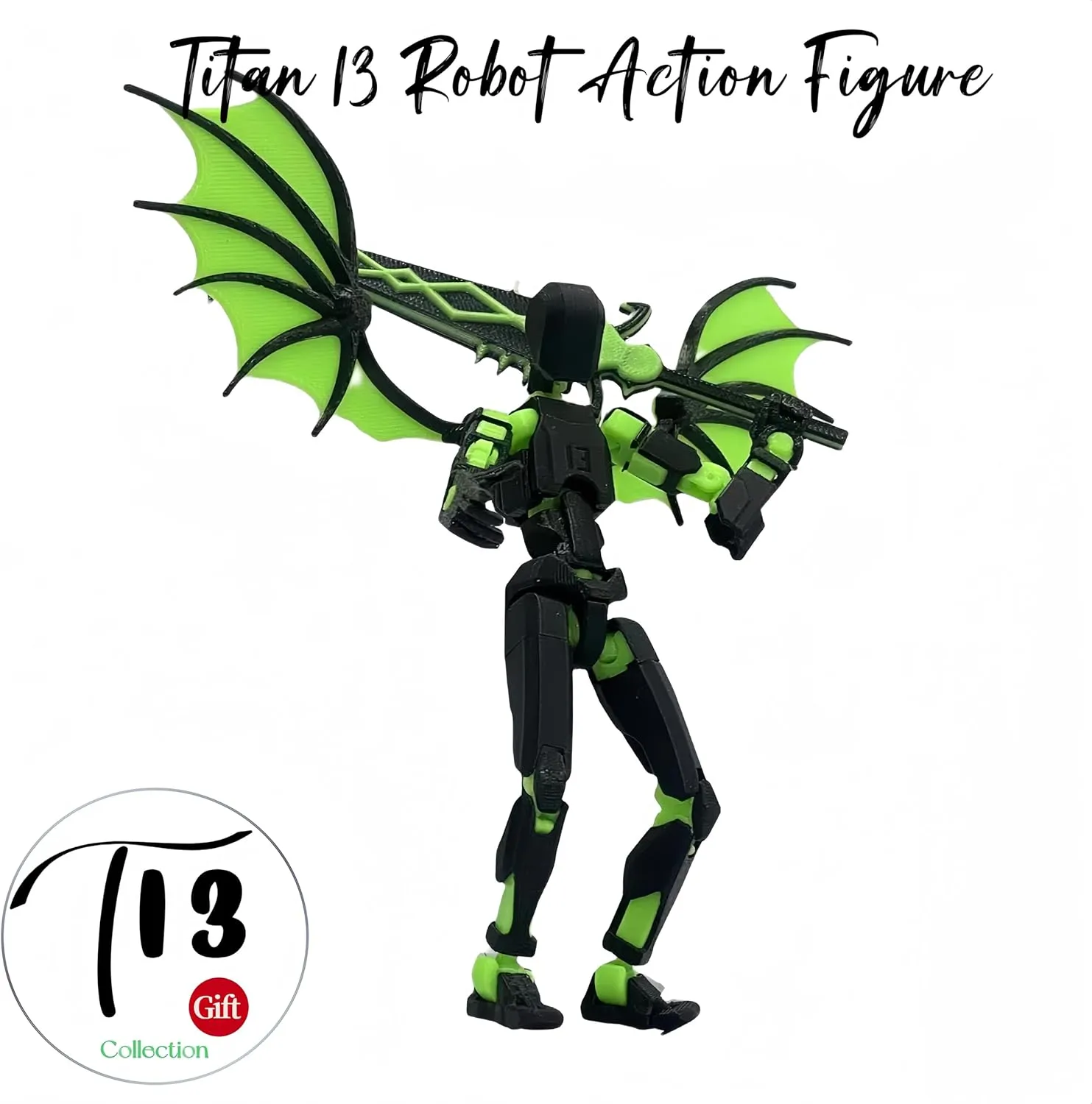 Titan 13 Action Figures,(2Pack) Assembly Completed Dummy 13 Action Figures, Lucky T13 Action Figure, T13 Action Figure 3D Printed Multi-Jointed Movable, Green and Red Sickle