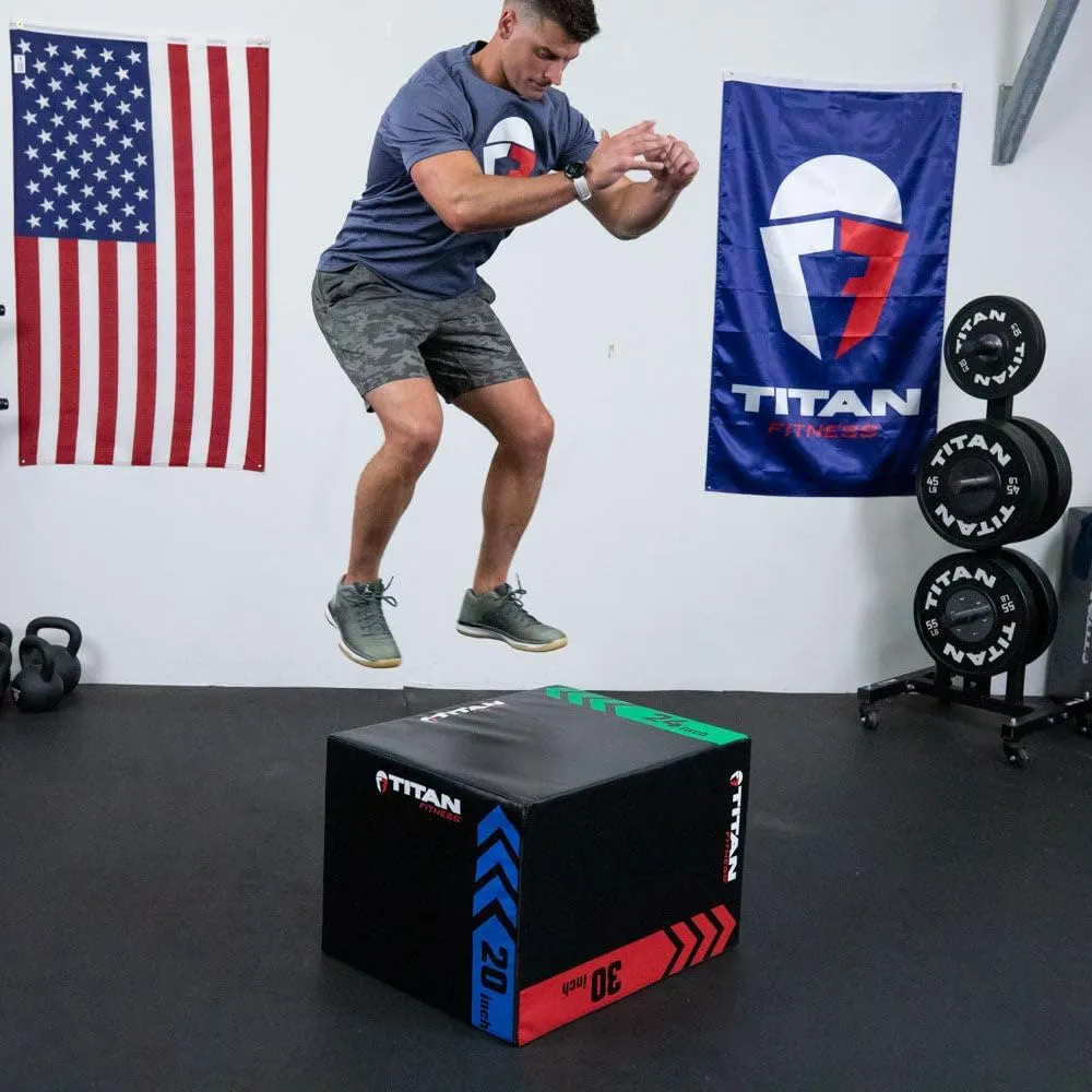 Titan Fitness Heavy Foam Plyometric Box - Pro-Duty HIIT Exercise Foam Plyo Step-Up, Box Squat, Home Garage Gym Training, Youth & Regular Sizes