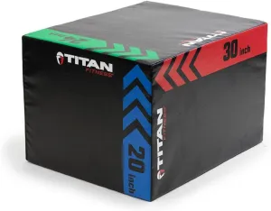 Titan Fitness Heavy Foam Plyometric Box - Pro-Duty HIIT Exercise Foam Plyo Step-Up, Box Squat, Home Garage Gym Training, Youth & Regular Sizes