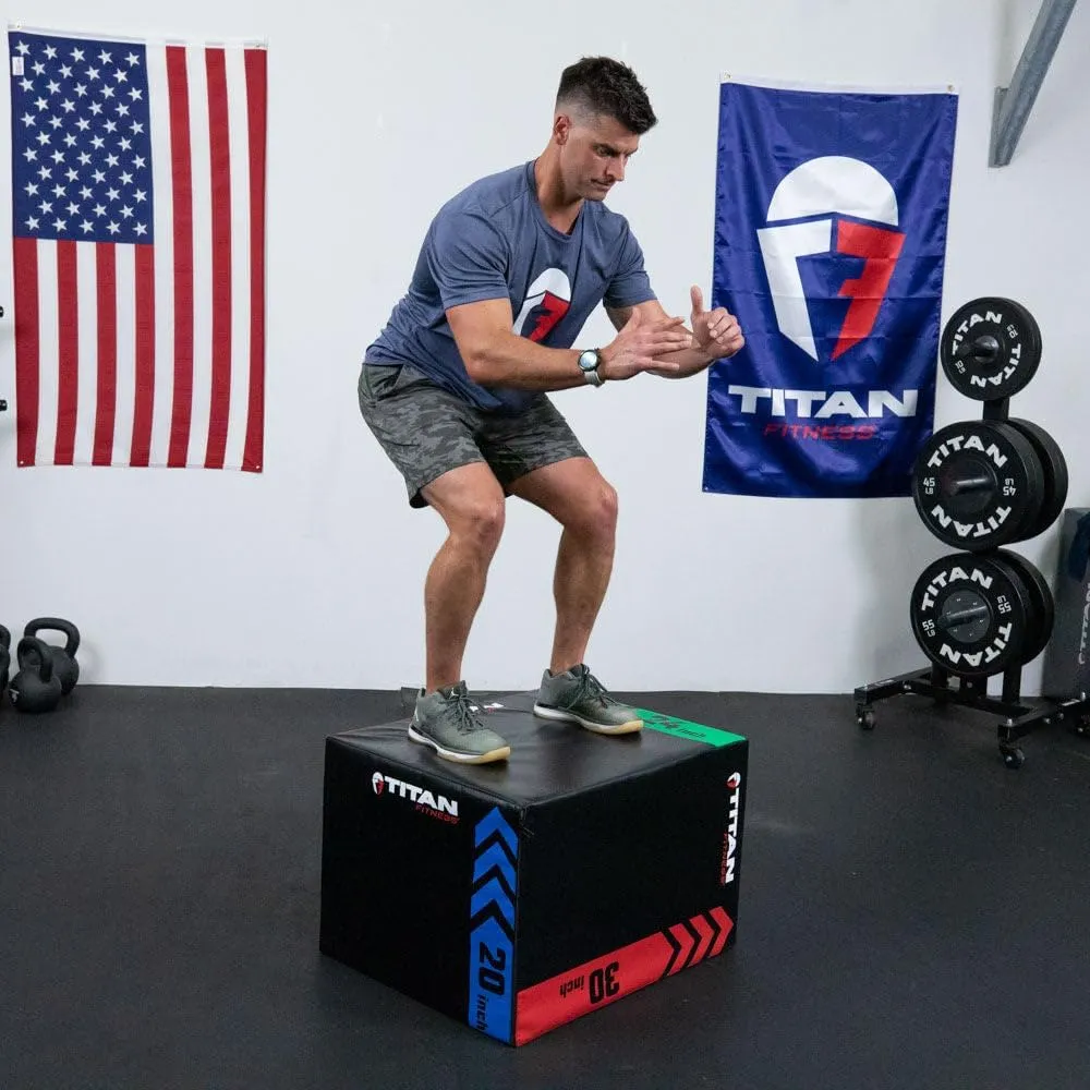 Titan Fitness Heavy Foam Plyometric Box - Pro-Duty HIIT Exercise Foam Plyo Step-Up, Box Squat, Home Garage Gym Training, Youth & Regular Sizes